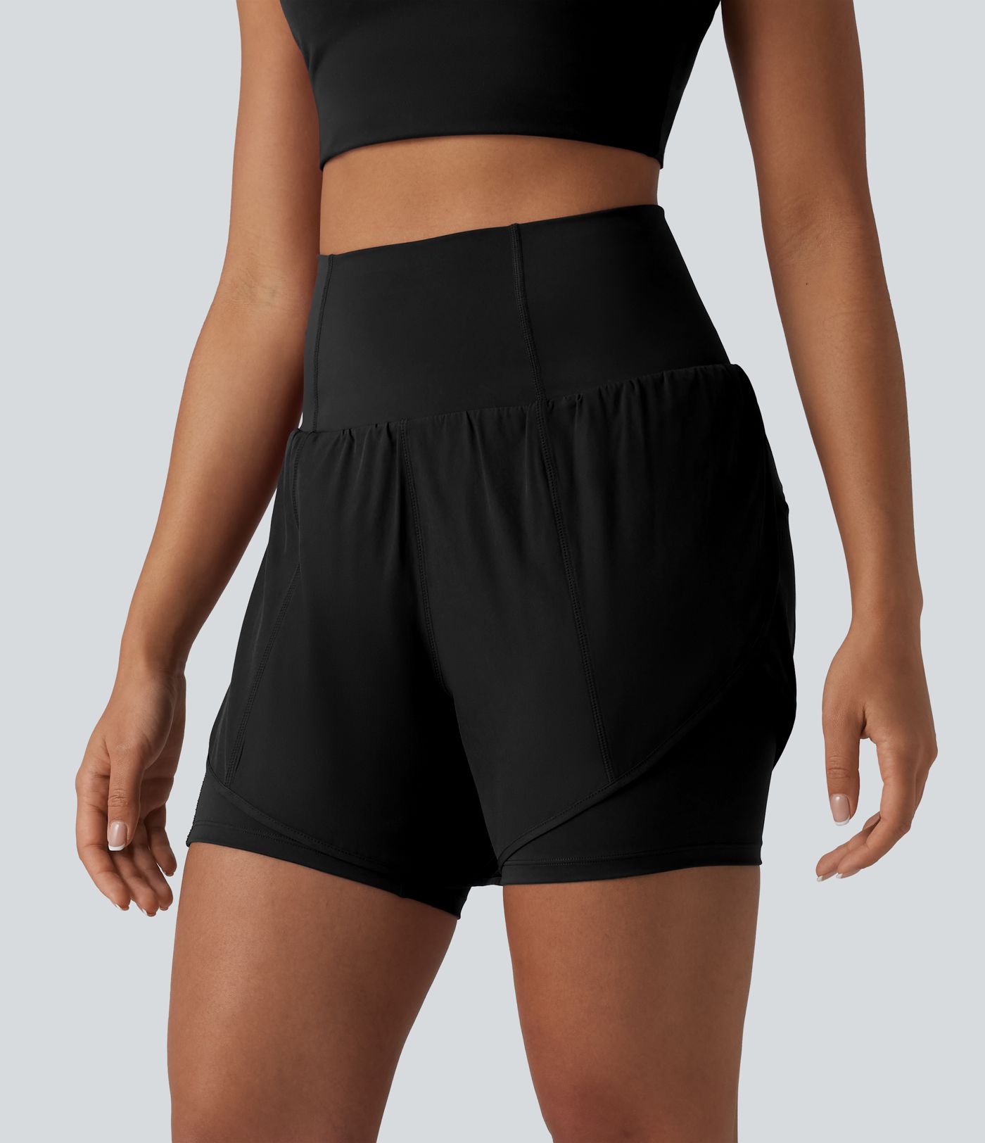 Breezeful™ Super High Waisted Curved Hem 2-in-1 Quick Dry Yoga Shorts 5'' with Pocket