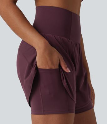 Shorts yoga Breezeful™ taille super haute 2-en-1 séchage rapide, ourlet arrondi, entrejambe 13cm, avec poches 