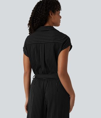 Combinaison chemise manches courtes bureau effet frais avec ceintures et poches, édition Easy Peezy