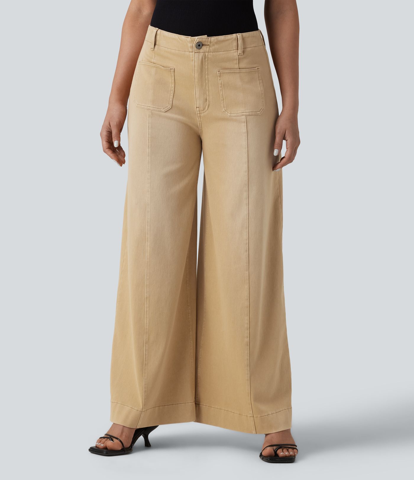 Halara Flex™ High Waisted Colorful Casual Wide Leg Jeans with Pockets