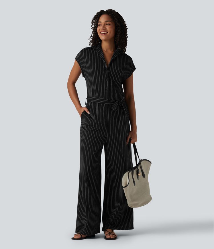 Combinaison chemise manches courtes bureau effet frais avec ceintures et poches, édition Easy Peezy