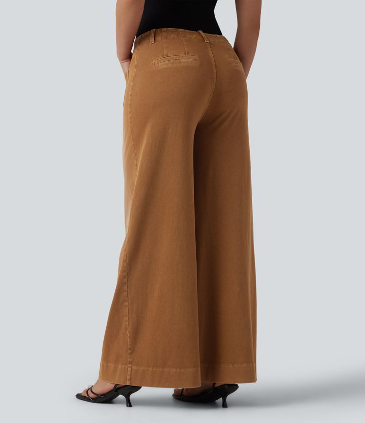 Halara Flex™ - Lässige, farbenfrohe Jeans mit hohem Bund, Seitentaschen und weitem Bein