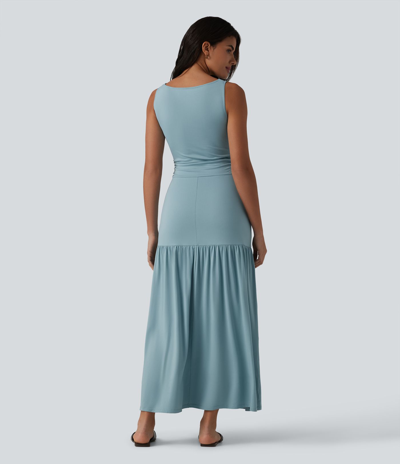 Sleeveless Bodycon Flowy Maxi Casual Dress