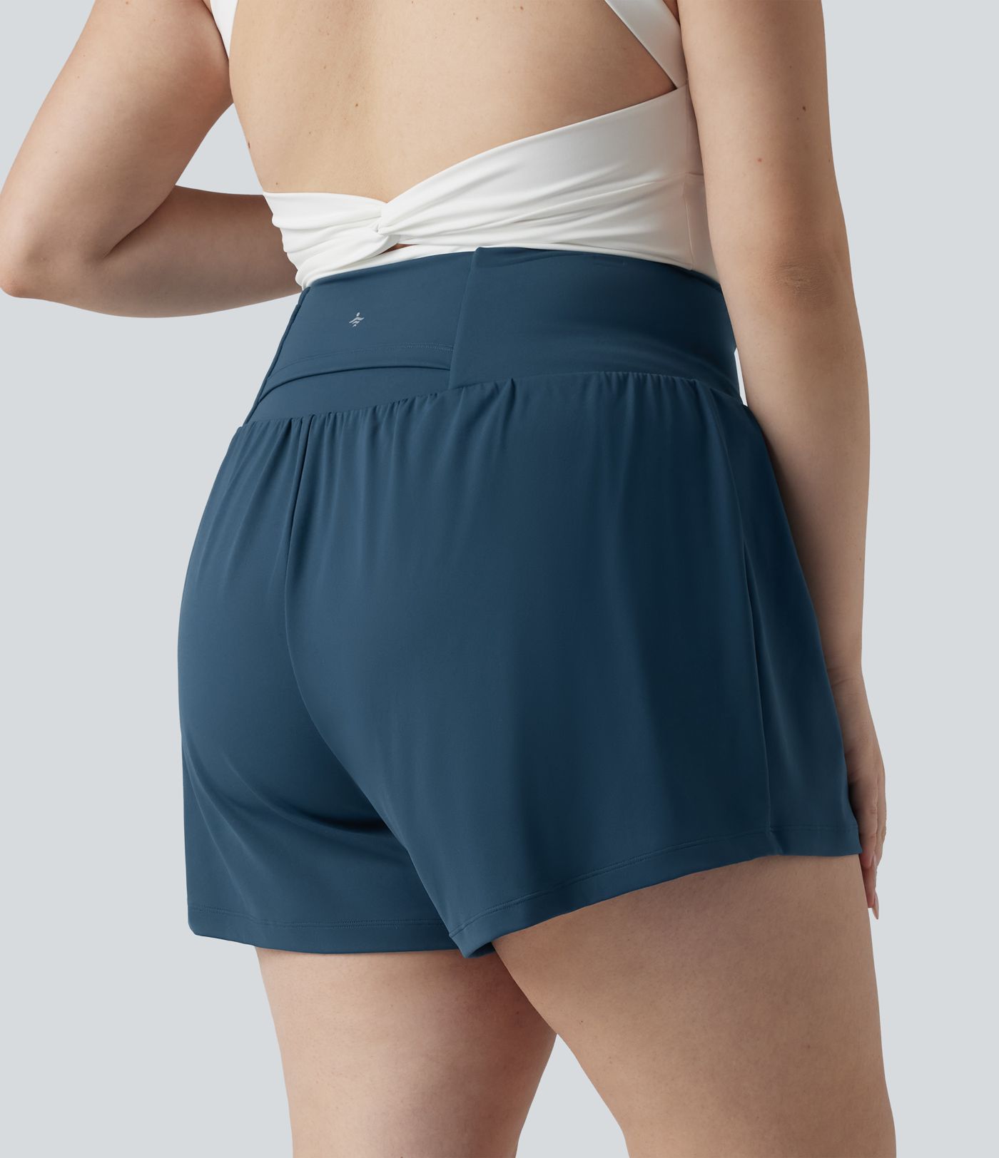 Plus Size Softlyzero™ Airy High Waisted Tummy Control 2-in-1 Cool Touch Yoga Shorts 5'' with Pockets