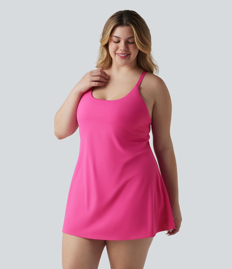 SoftlyZero™ Plush Push-Up Adjustable Straps Crisscross Backless Built-in Bra Dance Plus Size Active Dress-Easy Peezy Edition