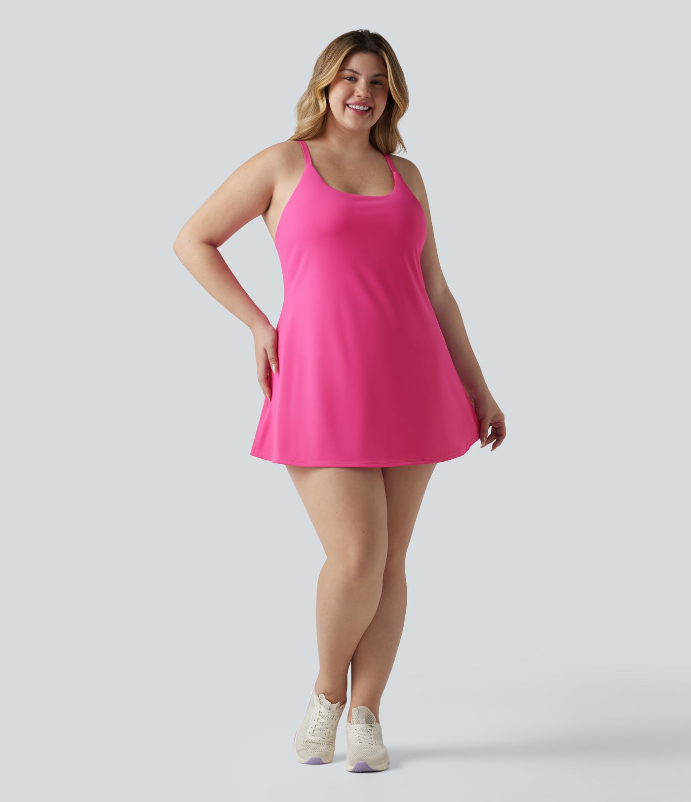 SoftlyZero™ Plush Push-Up Adjustable Straps Crisscross Backless Built-in Bra Dance Plus Size Active Dress-Easy Peezy Edition