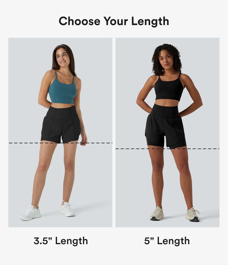 Breezeful™ Super High Waisted Curved Hem 2-in-1 Pocket Quick Dry Yoga Dolphin Running Shorts 3.5''