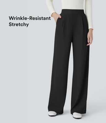 Halara Flex™ High Waisted Body Sculpt Waist-Slimming Pocket Wide Leg Micro Waffle Women Suit Work Pants