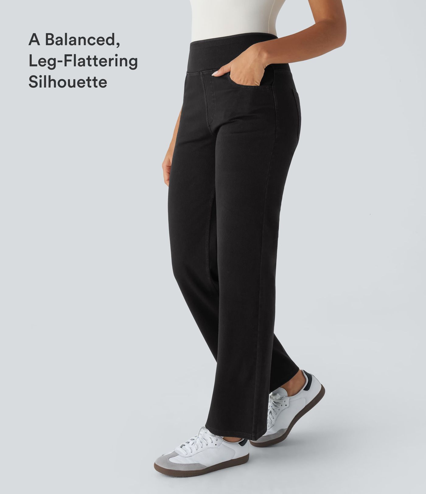 Jean de travail droit à taille haute avec poches Halara Flex™