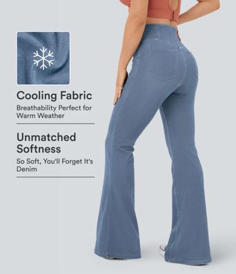 Halara Flex™ High Waisted Crossover Pocket Cool Touch Washed Casual Jeans