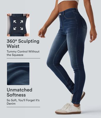 Halara Flex™ Hochsitzende Lässige Skinny Jeans mit Taschen