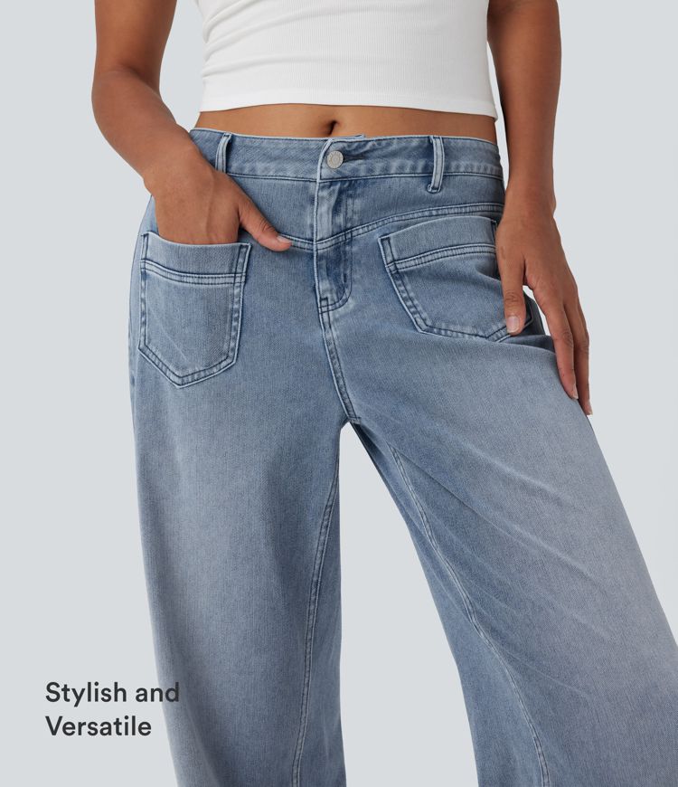 Halara Flex™ Mid Rise Straight Leg Casual Jeans with Pockets