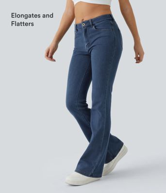 Jeans Halara Flex™ denim elásticos bootcut de tiro medio con bolsillos