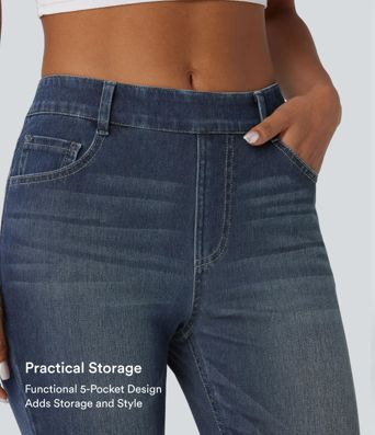 Halara Flex™ High Waisted Pockets Washed Casual Bootcut Jeans