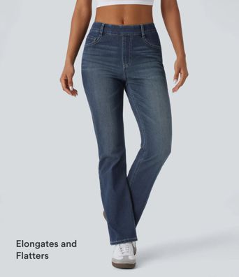 Halara Flex™ High Waisted Pockets Washed Casual Bootcut Jeans