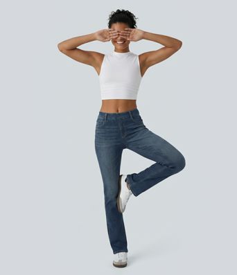 Halara Flex™ High Waisted Pockets Washed Casual Bootcut Jeans