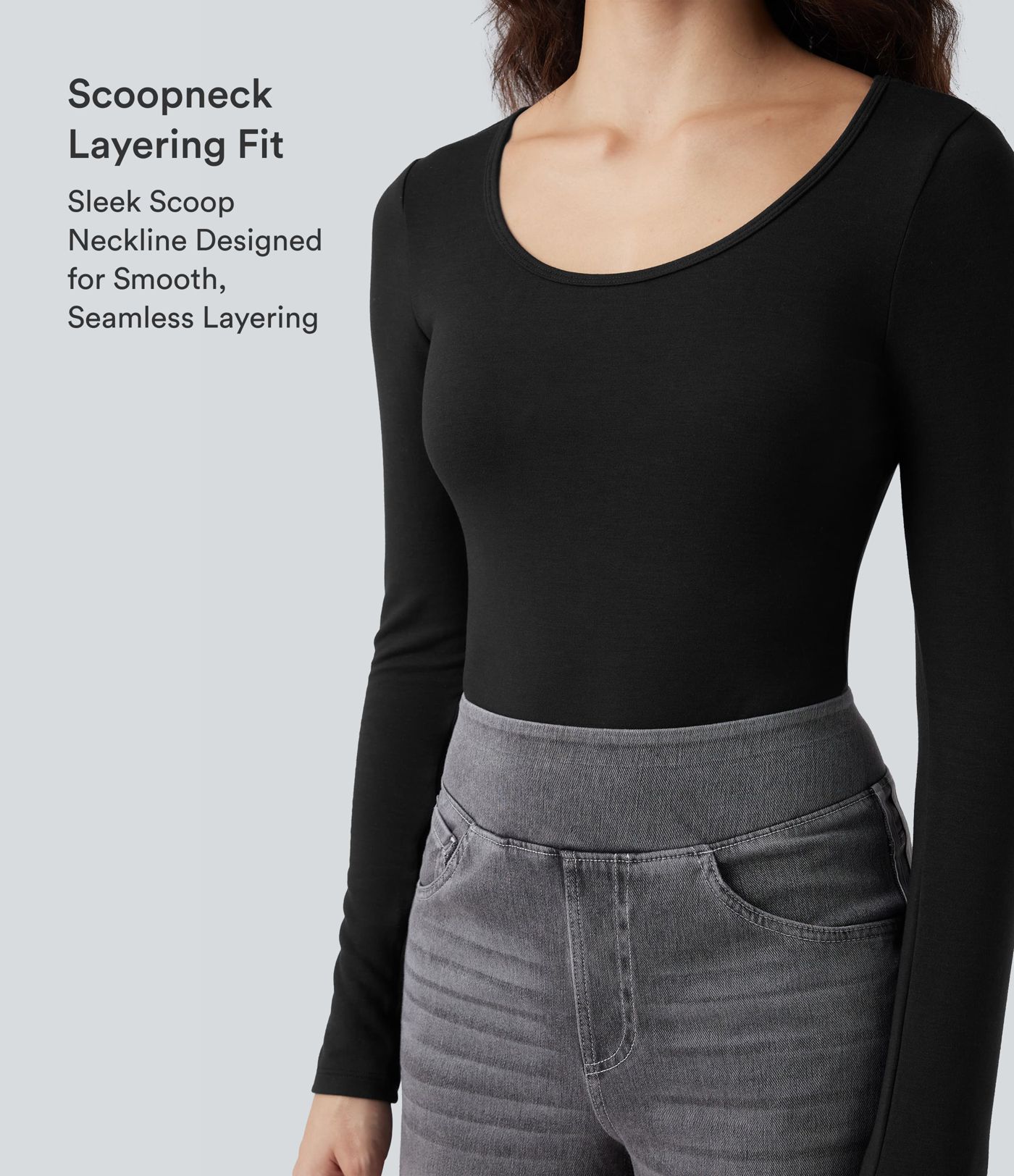 Halara HeatCore Scoop Neck Long Sleeve Skinny Casual Warming Bodysuit