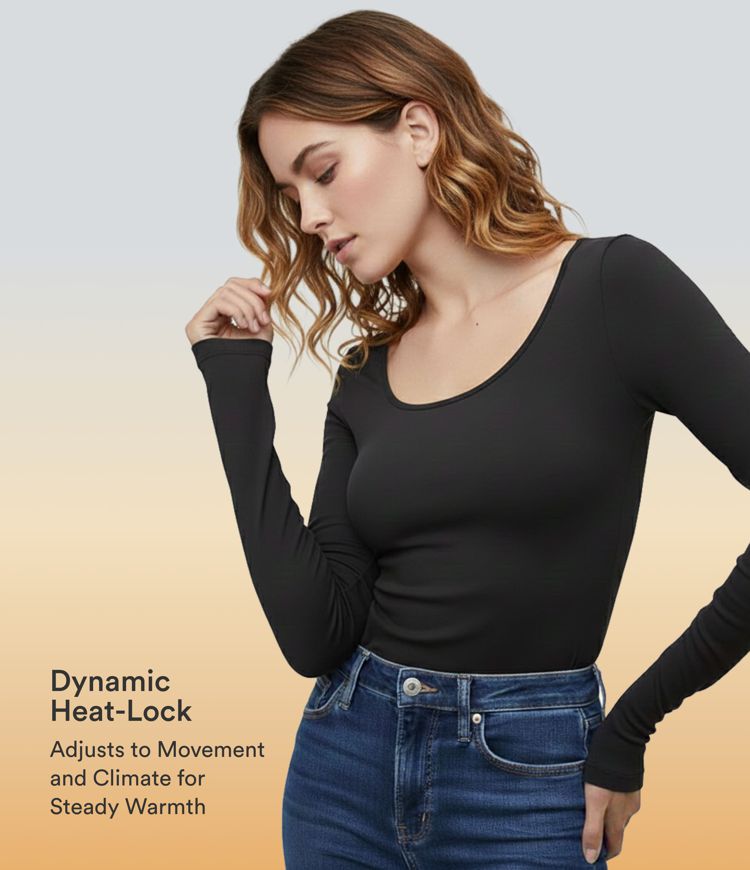 Halara HeatCore Scoop Neck Long Sleeve Skinny Casual Warming Bodysuit