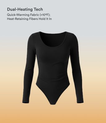 Halara HeatCore Scoop Neck Long Sleeve Skinny Casual Warming Bodysuit