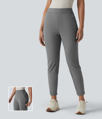 Schmal zulaufende Golfhose mit hohem Bund und mehreren Taschen