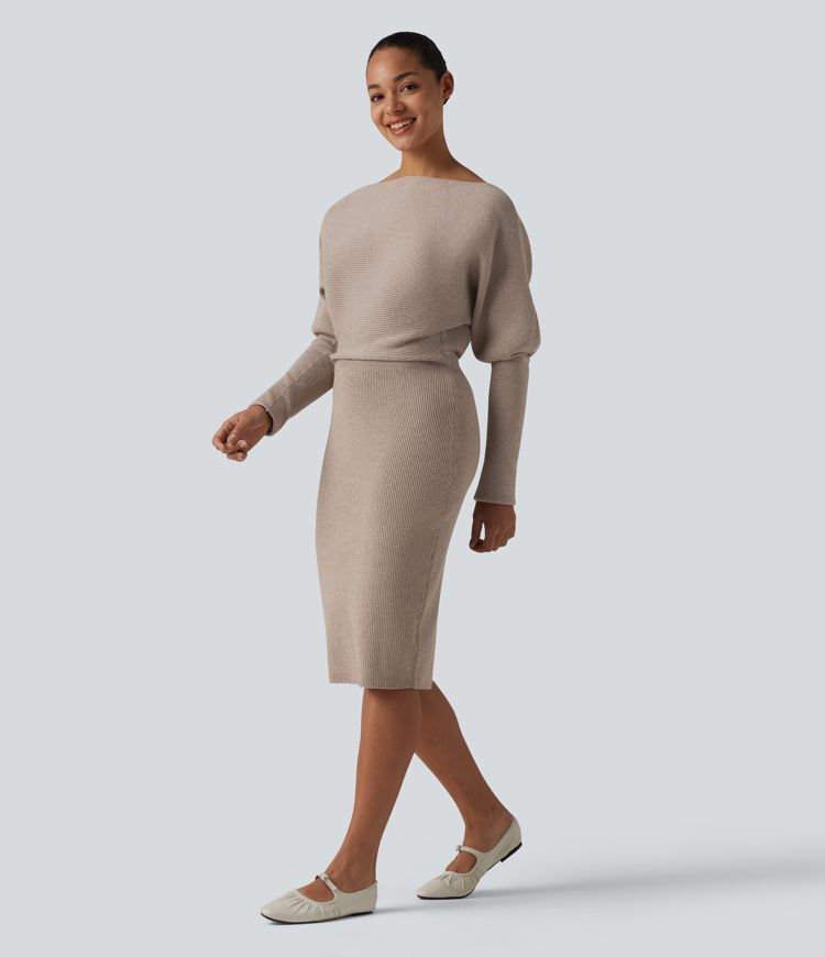 Long Sleeve Midi Casual Sweater Dress