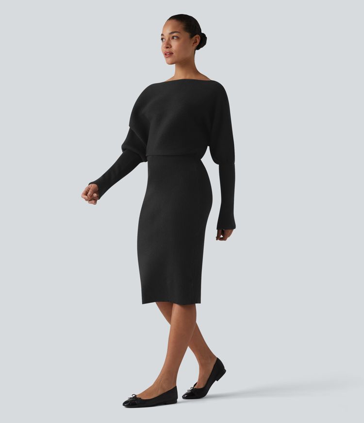Long Sleeve Midi Casual Sweater Dress Long Sleeve Midi Casual Sweater Dress