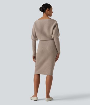Long Sleeve Midi Casual Sweater Dress