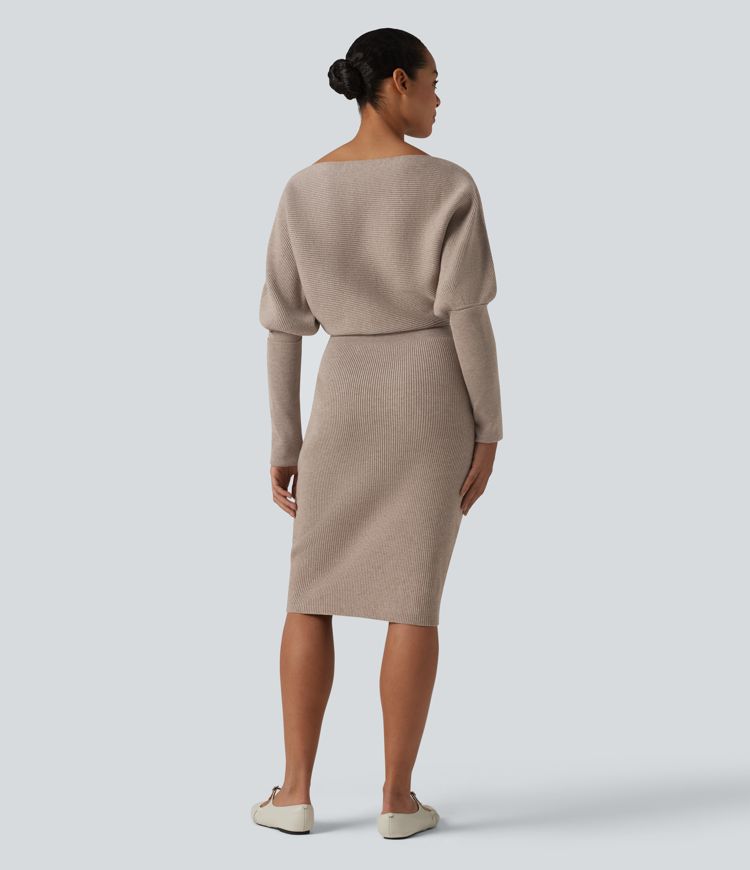 Long Sleeve Midi Casual Sweater Dress