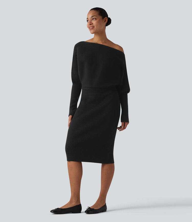 Long Sleeve Midi Casual Sweater Dress Long Sleeve Midi Casual Sweater Dress