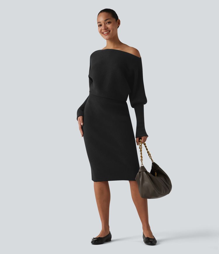 Long Sleeve Midi Casual Sweater Dress Long Sleeve Midi Casual Sweater Dress
