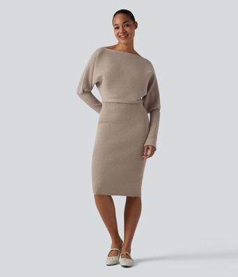 Long Sleeve Midi Casual Sweater Dress