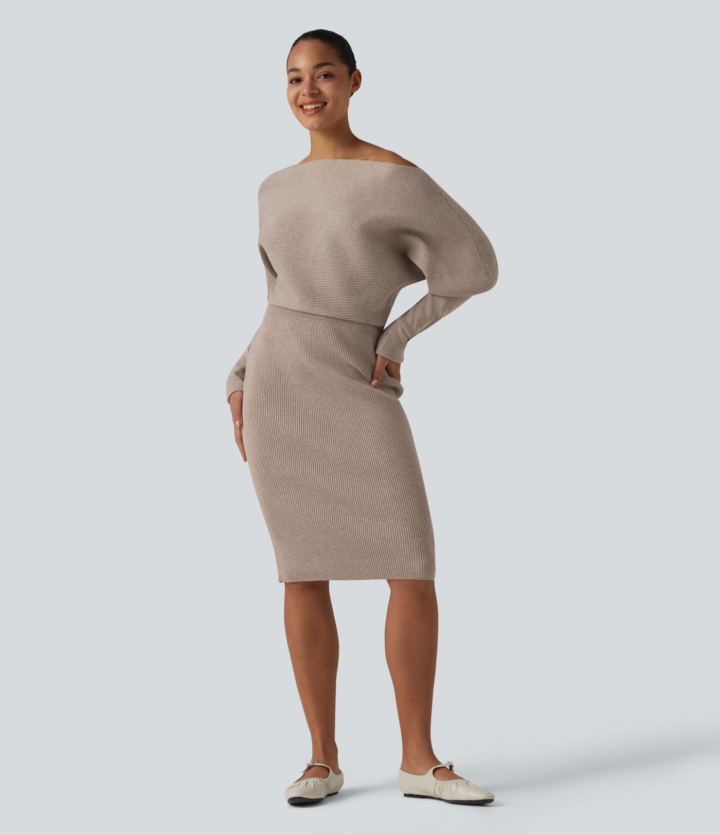 Long Sleeve Midi Casual Sweater Dress