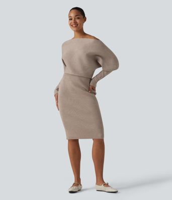 Long Sleeve Midi Casual Sweater Dress