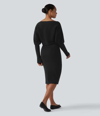 Long Sleeve Midi Casual Sweater Dress Long Sleeve Midi Casual Sweater Dress