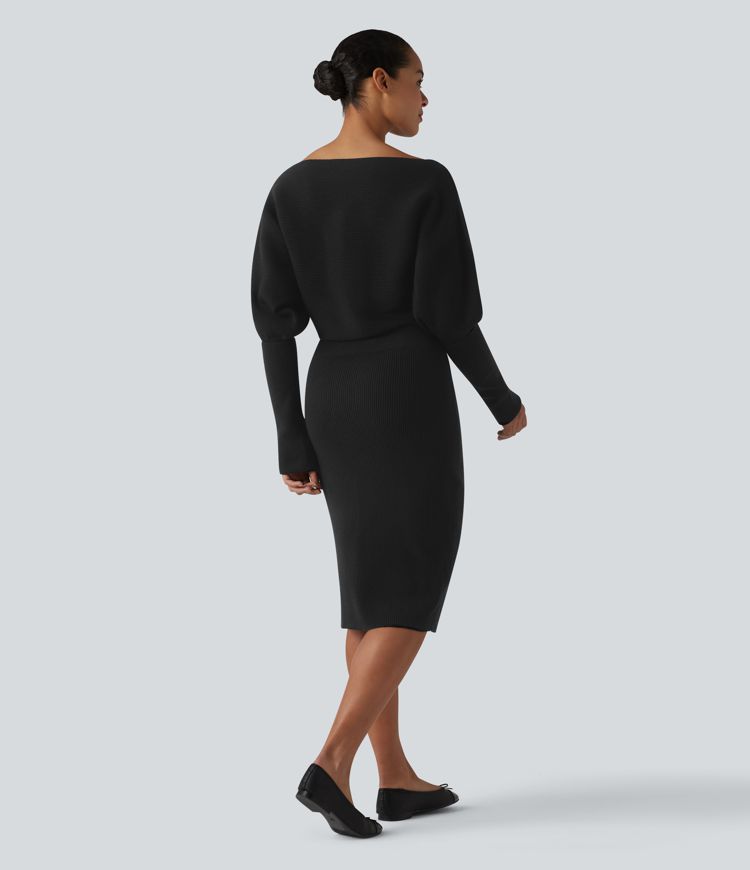 Long Sleeve Midi Casual Sweater Dress Long Sleeve Midi Casual Sweater Dress