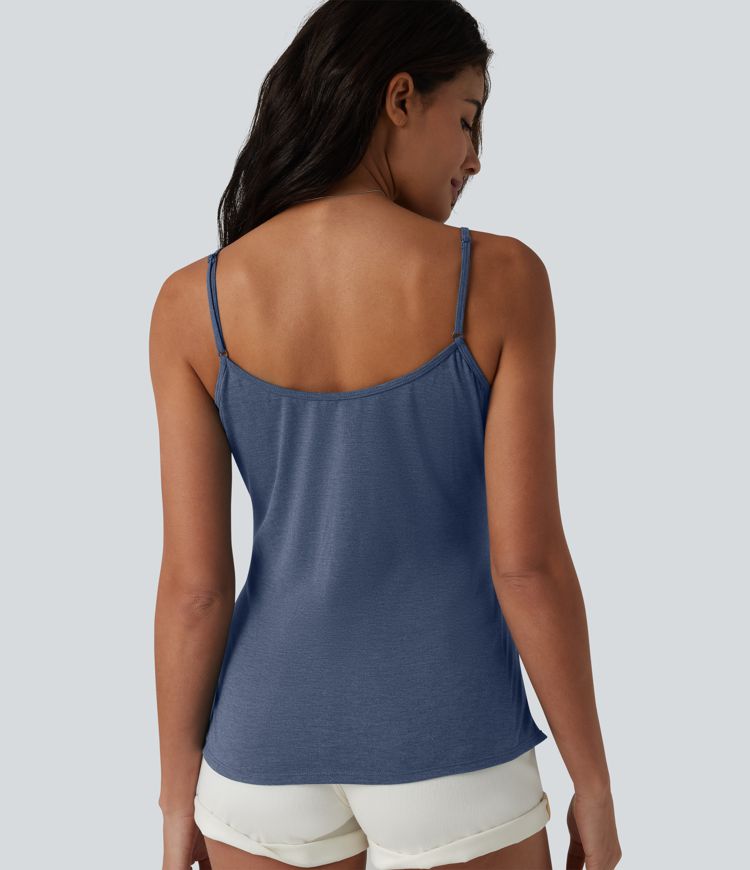 Adjustable Straps Ruched Crossover Hem Casual Heathered Tank Top Adjustable Straps Ruched Crossover Hem Casual Heathered Tank Top