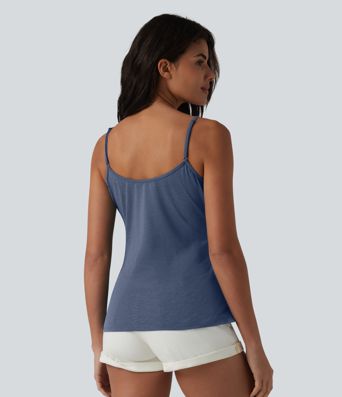 Adjustable Straps Ruched Crossover Hem Casual Heathered Tank Top Adjustable Straps Ruched Crossover Hem Casual Heathered Tank Top