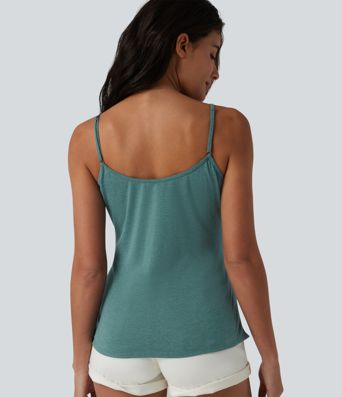 Adjustable Straps Ruched Crossover Hem Casual Heathered Tank Top