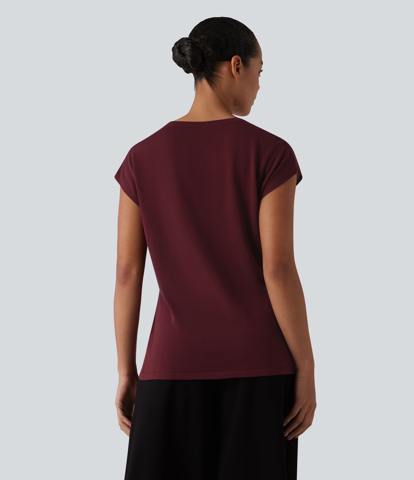 V Neck Short Sleeve Work Sweater