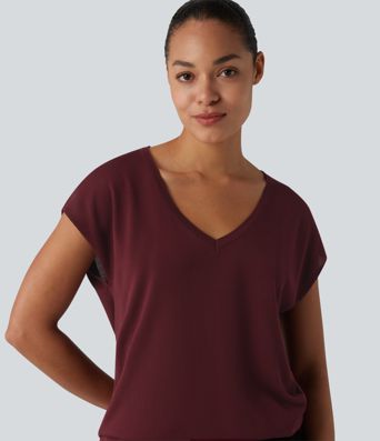 V Neck Short Sleeve Work Sweater