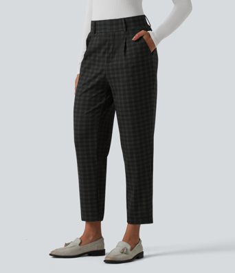 Halara Flex™ High Waisted Plaid Tapered Suit Work Pants with Pockets