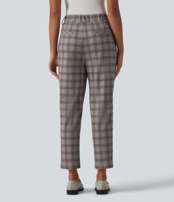Halara Flex™ High Waisted Plaid Tapered Work Pants with Pockets