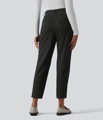 Halara Flex™ High Waisted Plaid Tapered Suit Work Pants with Pockets