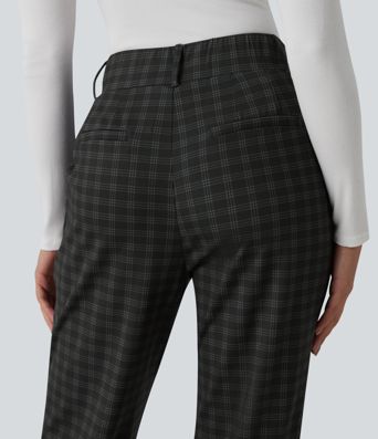 Halara Flex™ High Waisted Plaid Tapered Suit Work Pants with Pockets