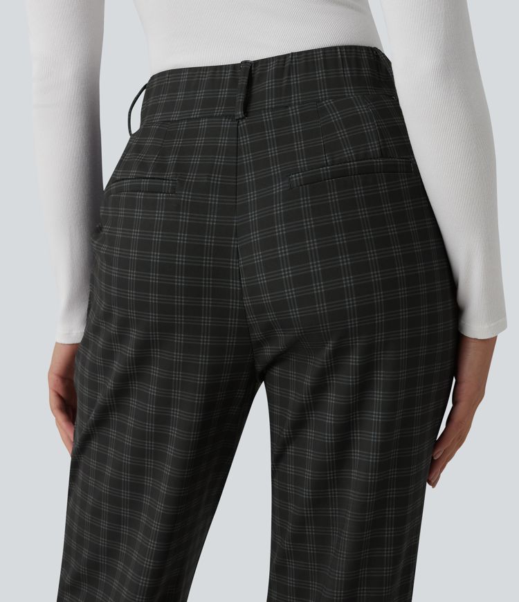 Halara Flex™ High Waisted Plaid Tapered Suit Work Pants with Pockets