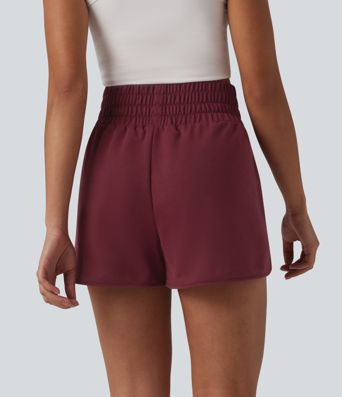 Lässige Shorts mit hohem Bund, Seitentaschen und abgerundetem Saum - 7,6 cm
