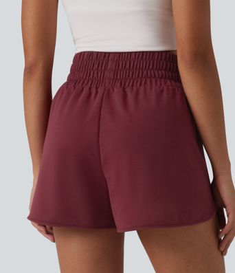 Lässige Shorts mit hohem Bund, Seitentaschen und abgerundetem Saum - 7,6 cm