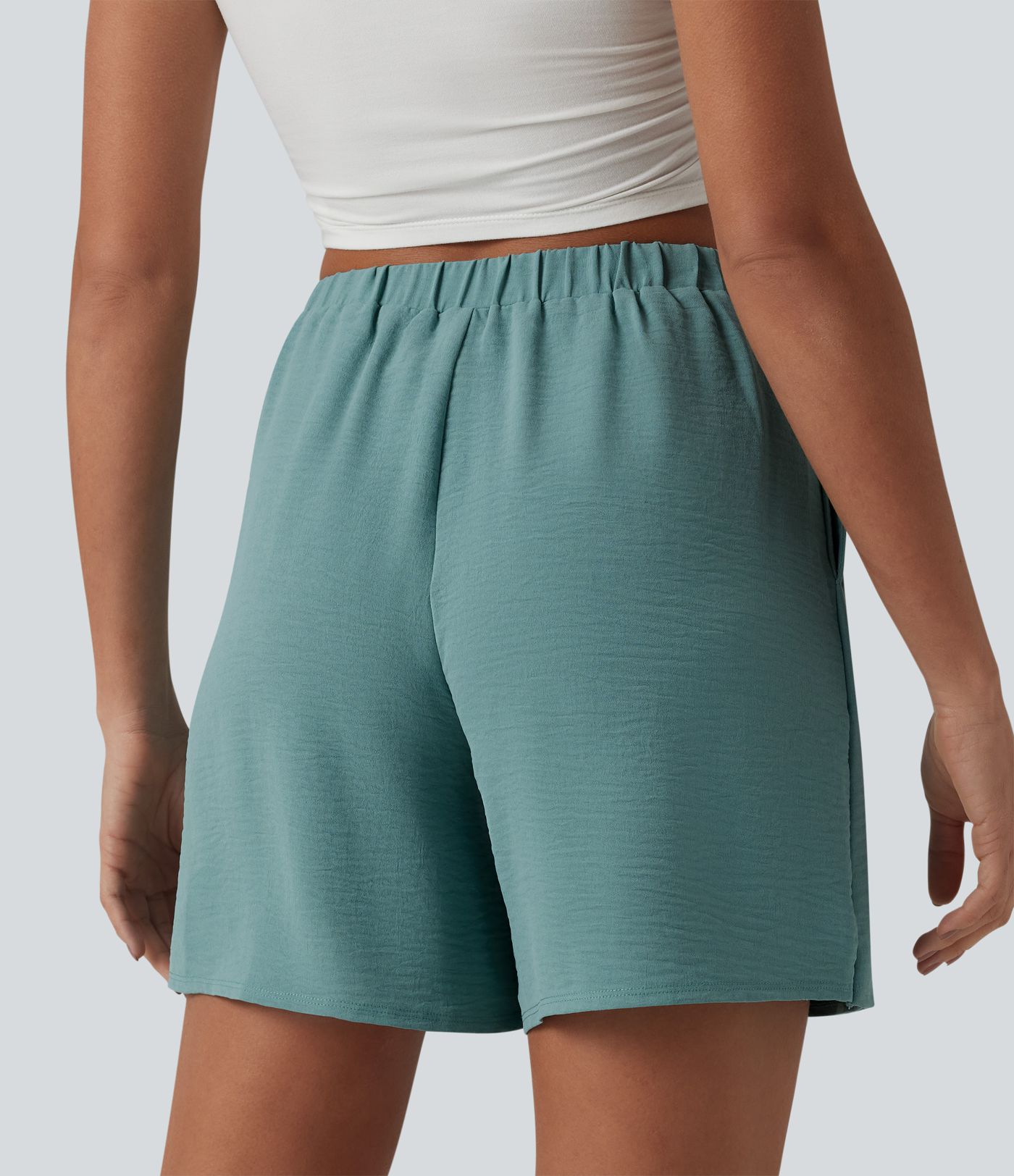 High Waisted Tie-side Linen-Feel Casual Skort