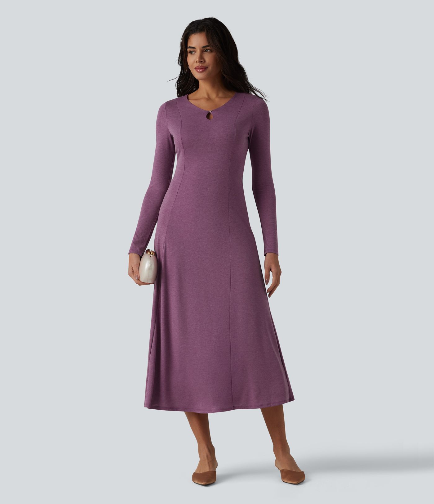 Cut Out Long Sleeve Midi Dress