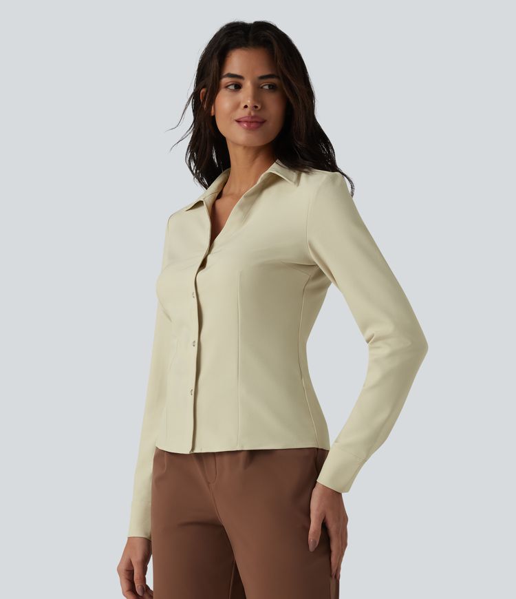 Collar Long Sleeve Button Fly Work Shirt